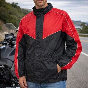 Himalaya Motor Bikewear Waterproof Motorcycle Jacket Red Black Mens Small